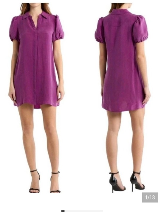 Alice + Olivia Dresses & Skirts - Alice + Olivia Jem Puff-Sleeve Shirt Dress Boysenberry Purple Cupro